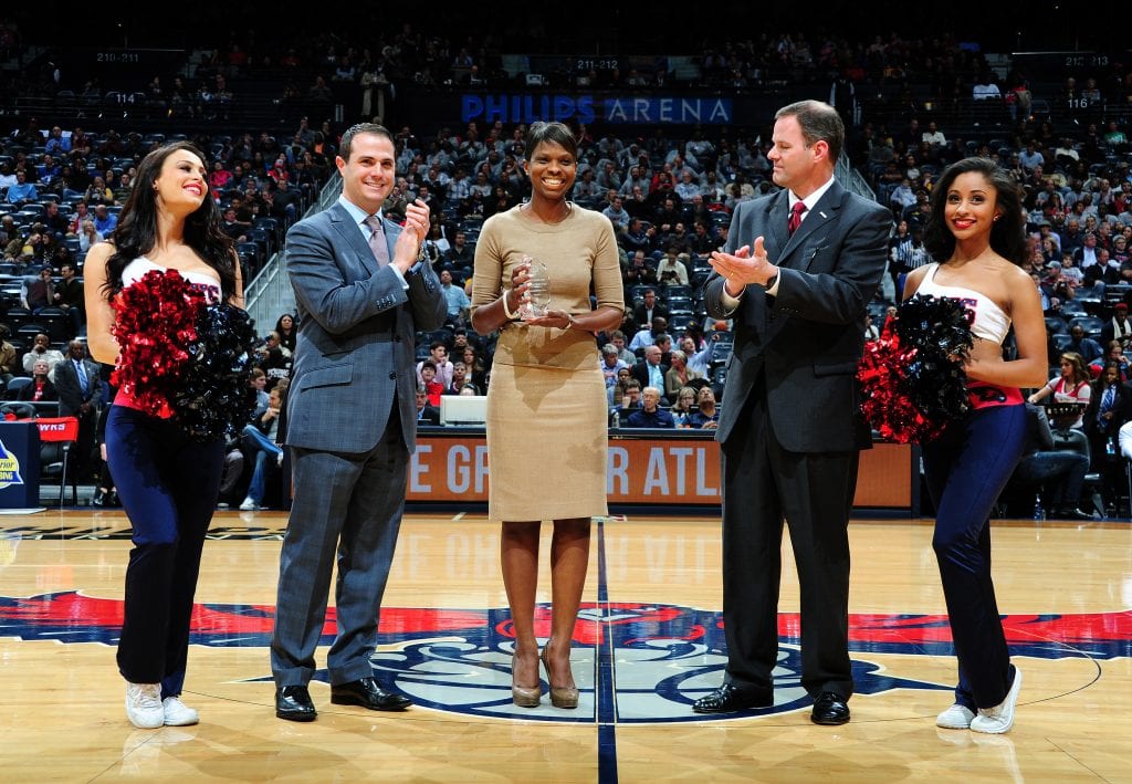 ATLANTA, GA - FEBRUARY 4: of the Atlanta Hawks against of the Indiana Pacers on February 4, 2014 at Philips Arena in Atlanta, Georgia. NOTE TO USER: User expressly acknowledges and agrees that, by downloading and/or using this Photograph, user is consenting to the terms and conditions of the Getty Images License Agreement. Mandatory Copyright Notice: Copyright 2014 NBAE (Photo by Scott Cunningham/NBAE via Getty Images)